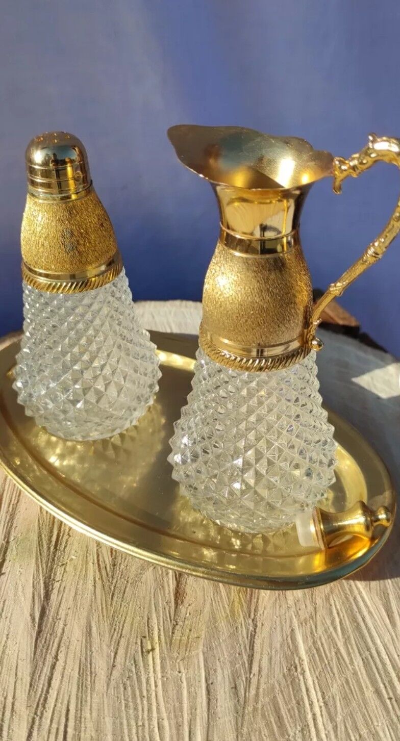 Vintage table set in chiseled glass and gilding