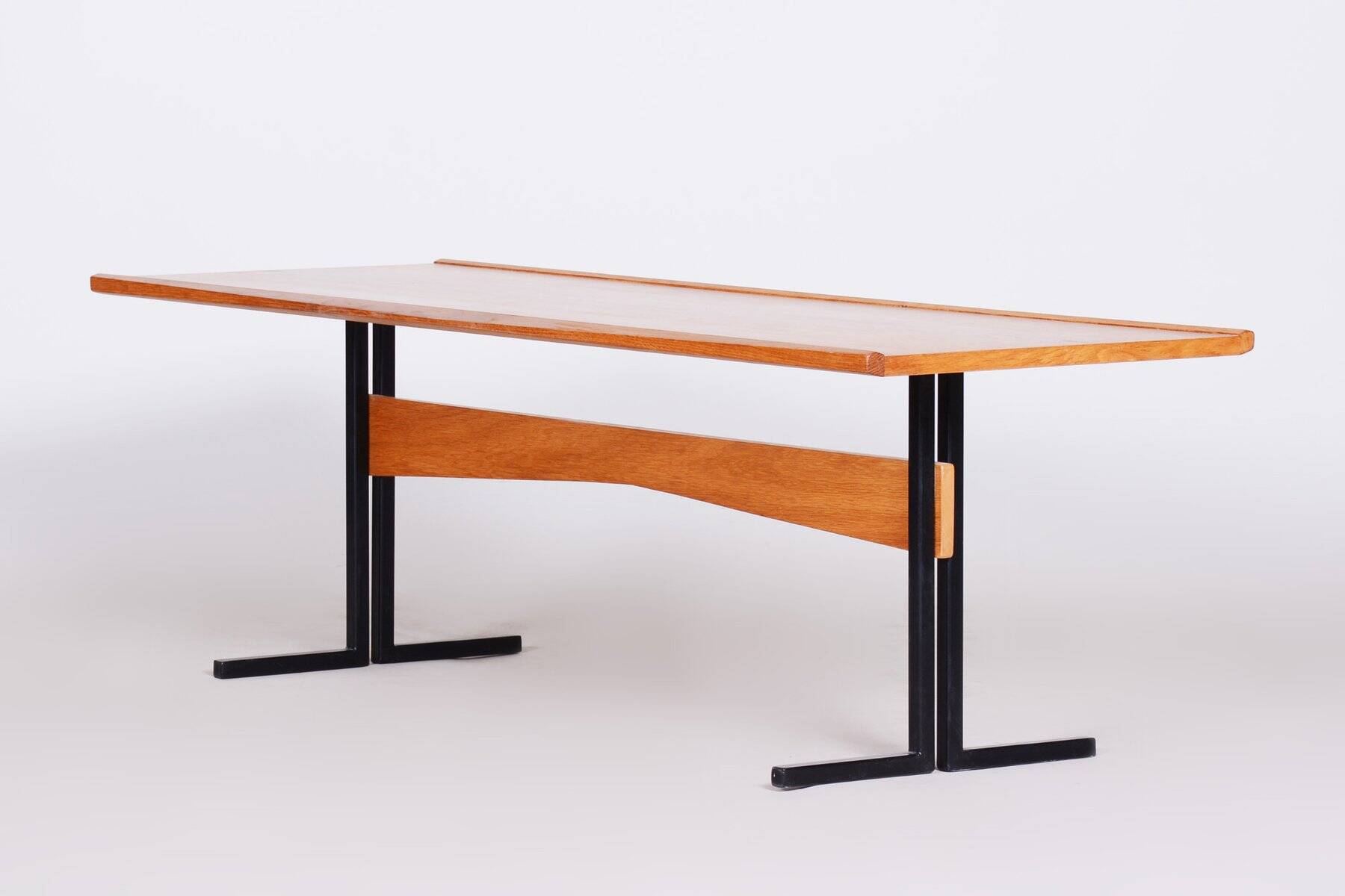 Mid-Century Modern Ash & Steel Dining Table, 1960s