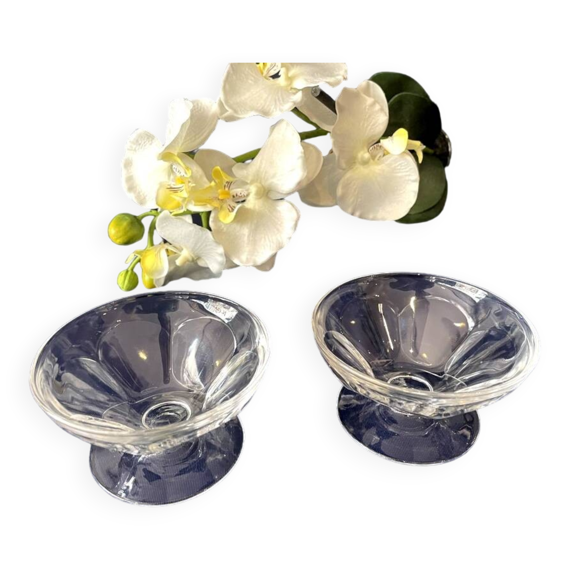 Duo of baccarat crystal champagne glasses, talleyrand model