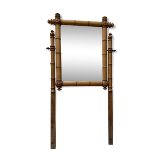 Vintage mirror French bamboo wood early 1900
