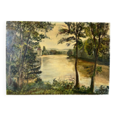 Oil on canvas "By the River", signed