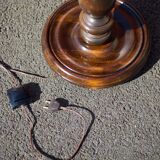Wooden floor lamp, turned wooden floor lamp, large vintage wooden lamp base