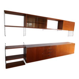Système d'étagères modulaires String Étagère Nisse Étagère murale en teck années 60