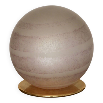Large satin and corroded Murano glass table lamp Swirl by VeArt, 1980s.