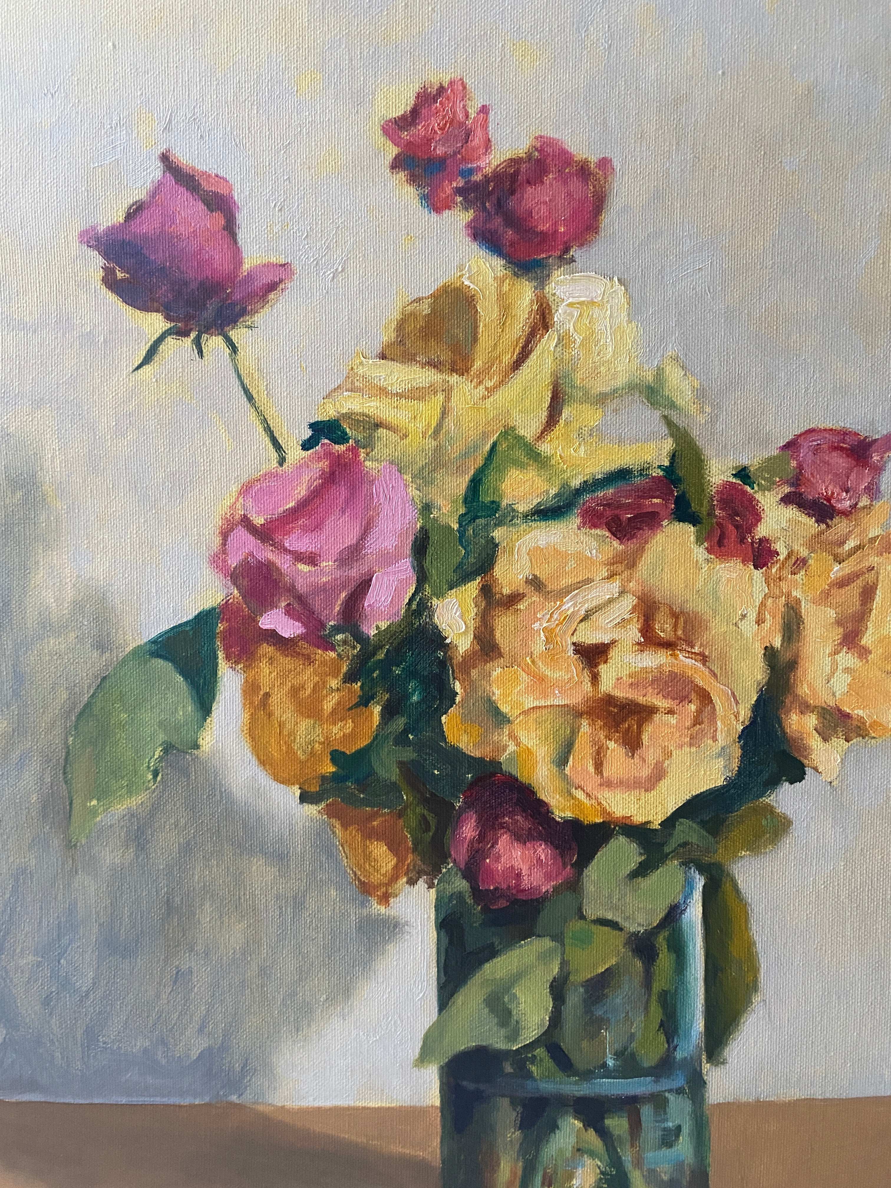 HST painting "Bouquet of flowers" by Angelo Cesare CHIELLINI (1916-1991) Italy