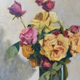 HST painting "Bouquet of flowers" by Angelo Cesare CHIELLINI (1916-1991) Italy