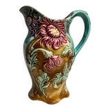 Barbotine pitcher jug from Onnaing Earthenware Factory circa 1900