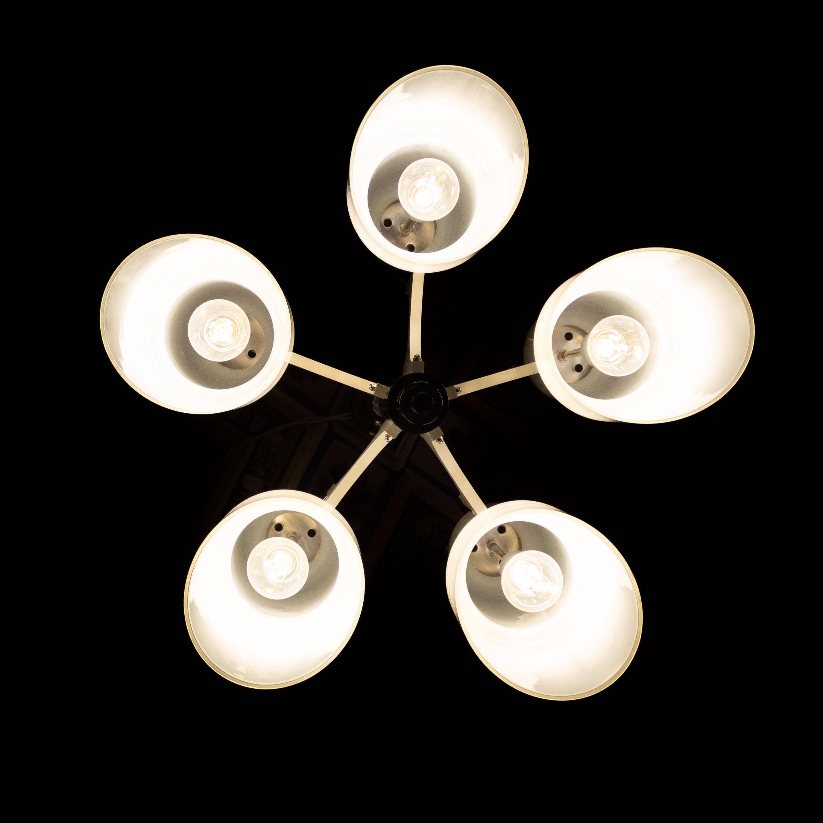 Modernist Murano Glass and Steel Space Age Chandelier, Italy 1960s