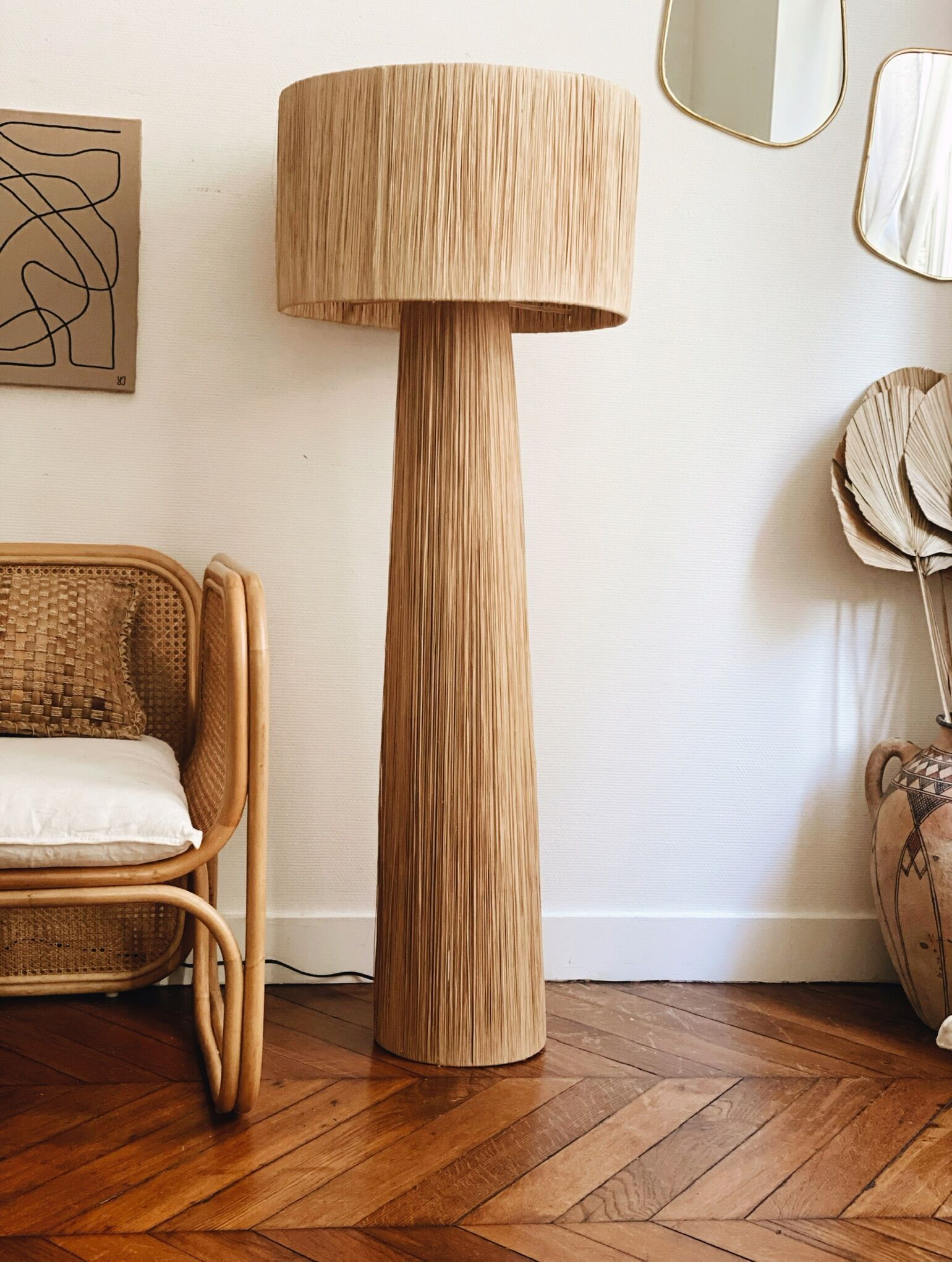 Minimalist bahia floor lamp raffia