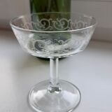 Lot de 6 coupes à champagne en cristal gravées années 60