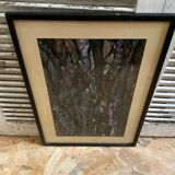 Old Abstract Oil On Paper Signed + Black Wood Frame #B548
