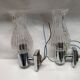 Set of 2 Italian chrome tulip glass wall lights from the 70s