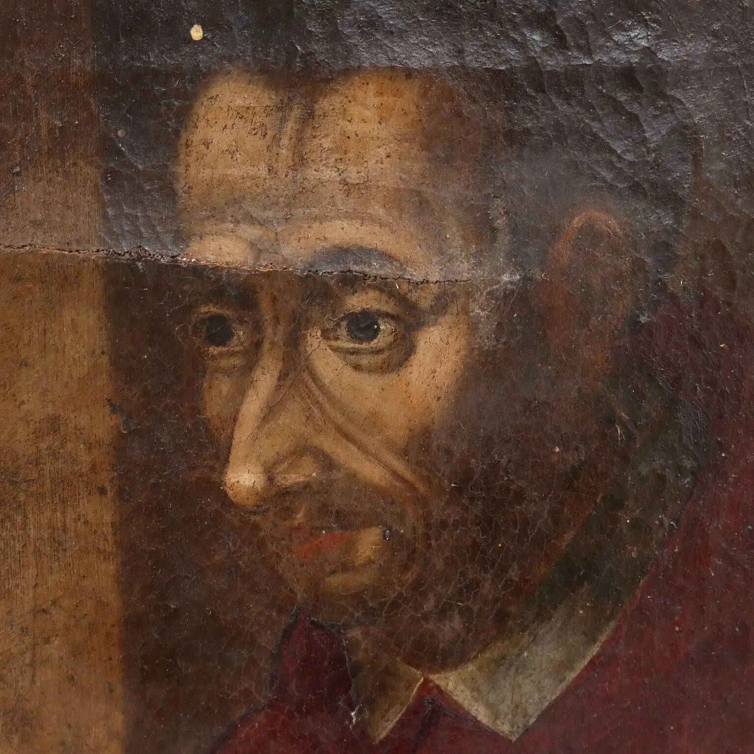 Ancient painting with a religious subject, oil on canvas, Italy, 17th century.