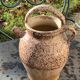 Gargoulette, cruche en gres brut et vernisse beige, mouchetée, vintage