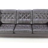 Czech Brown Leather Sofa, 1970s