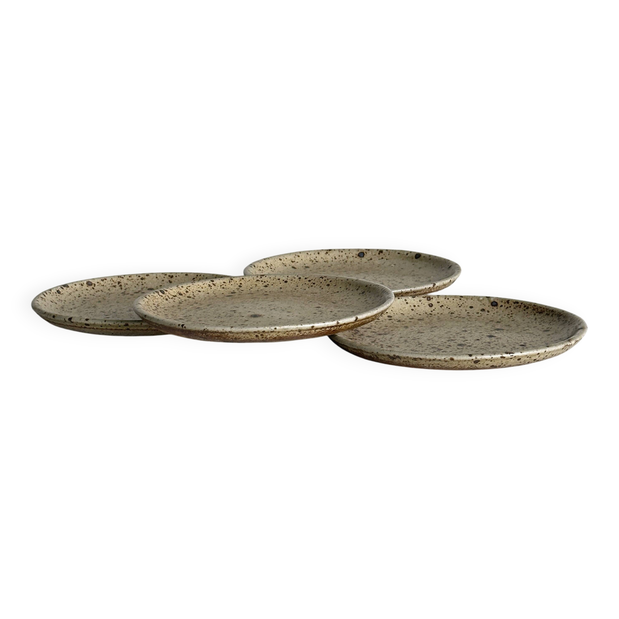 Set of 4 speckled stoneware plates