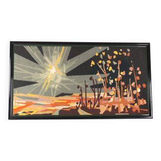 Vintage framed tapestry, 70s