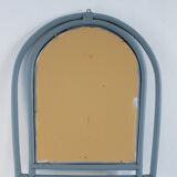 Sage green painted rattan mirror