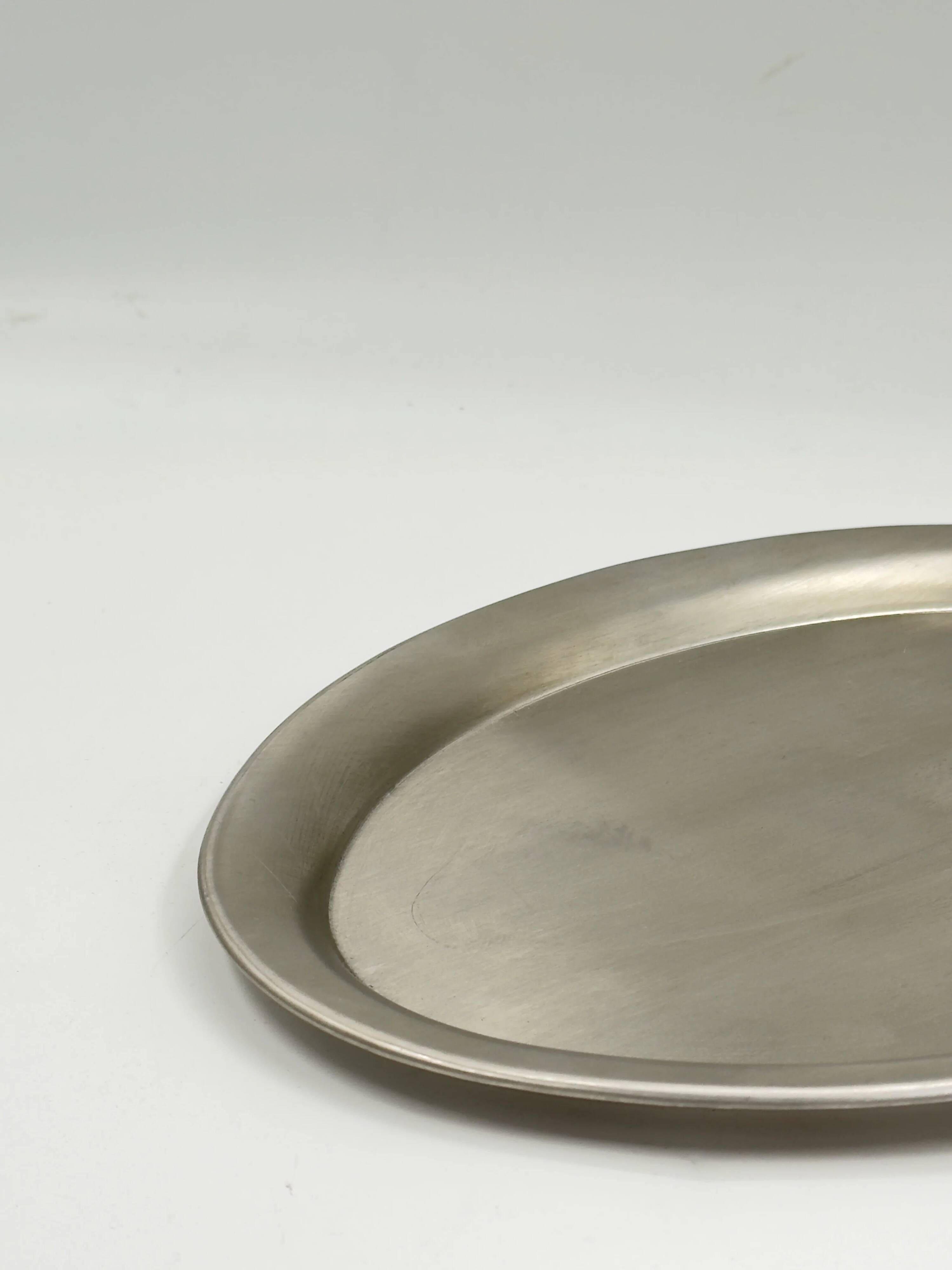 Vintage oval serving tray in stainless steel