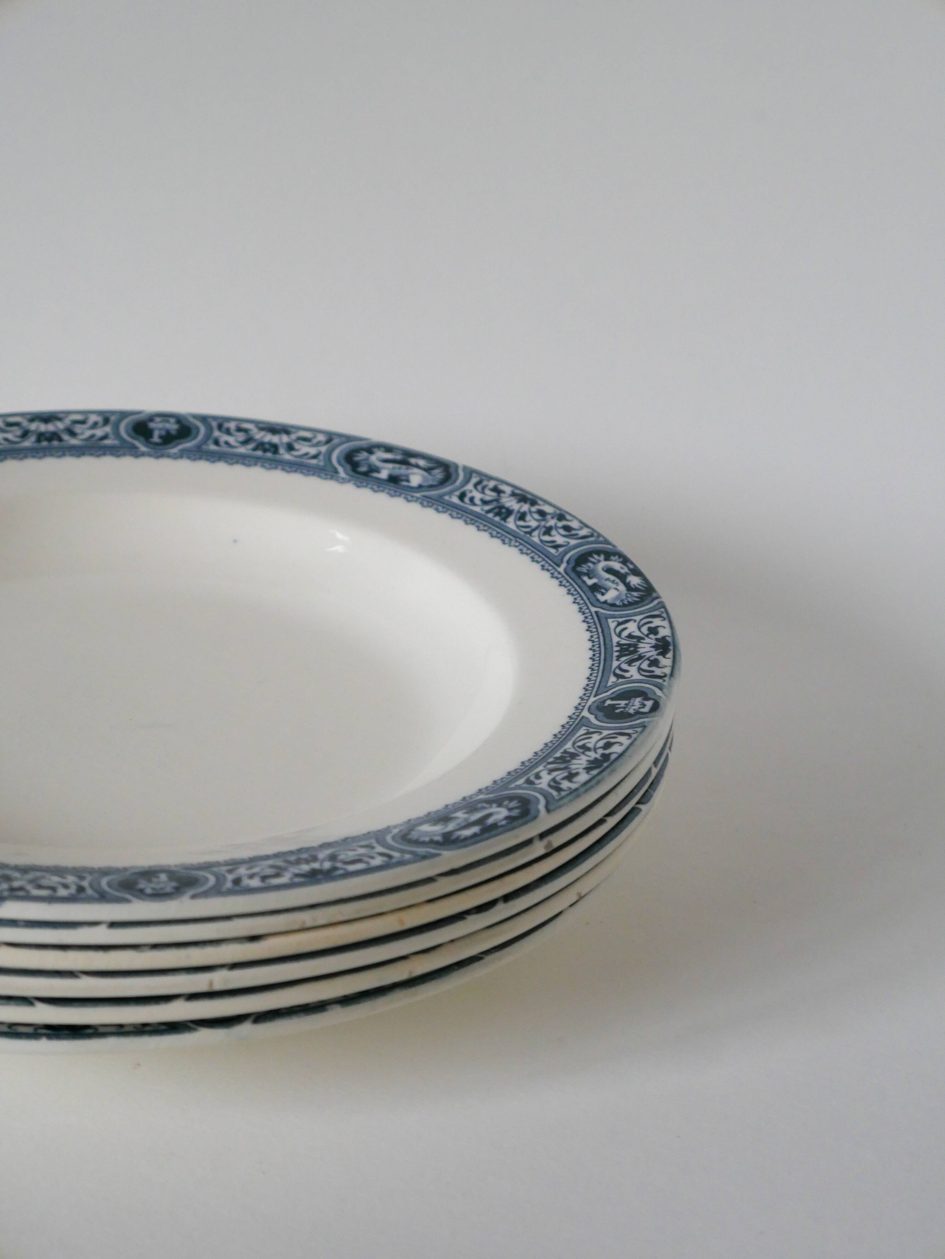 Set of 6 semi-deep plates in terre de fer salins model françois 1st 19th century