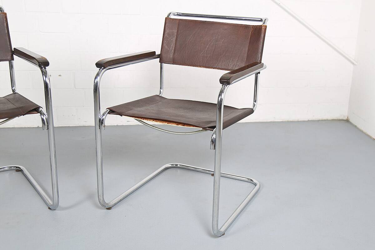 Set of 2: Thonet S34 Mart Stam Bauhaus Vintage Cantilever Chairs