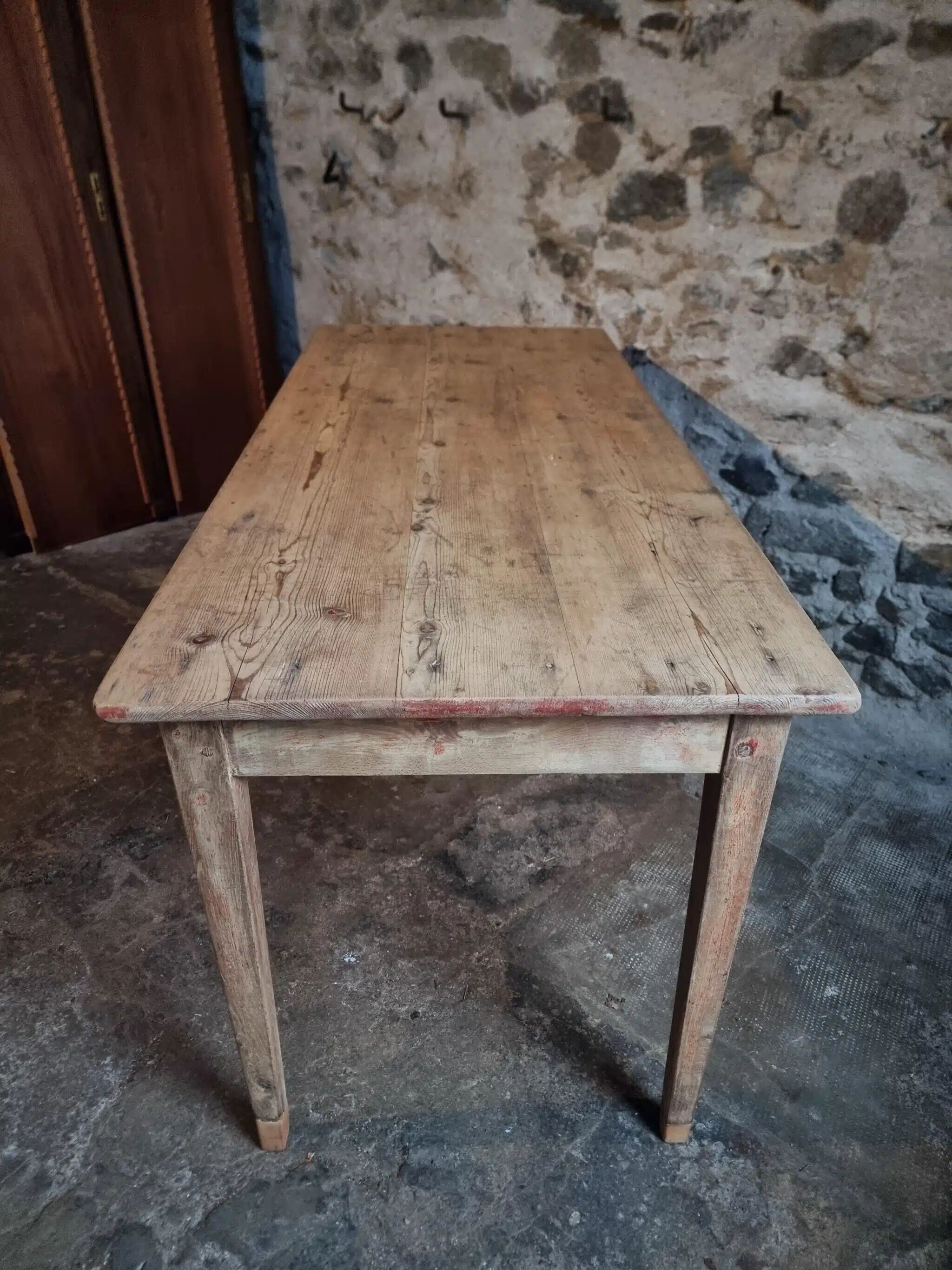 Farm table in solid oak, beech, and pine, early 20th century.