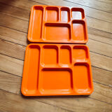 Vintage tray orange meal trays 70