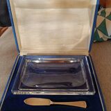 Crystal butter dish in its case