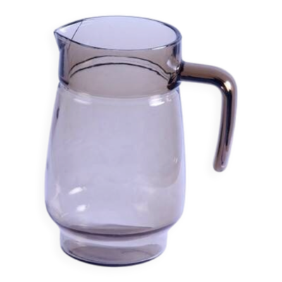 Pichet vintage verre fumé gris/marron grisé