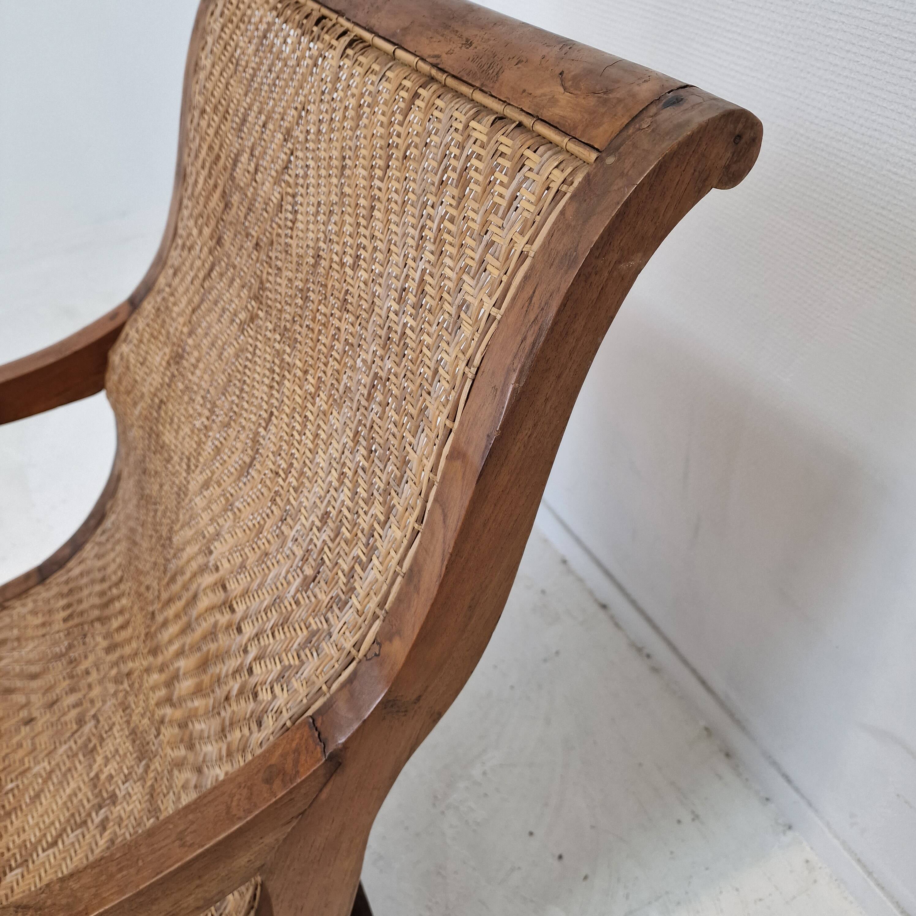 Colonial Style Carved Caned Plantation Chair