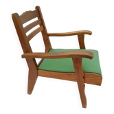 Fauteuil bois et skaî années 50