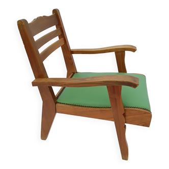 1950s wood and skai armchair