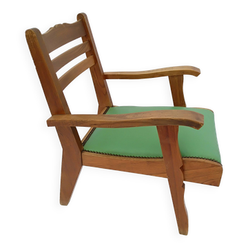 1950s wood and skai armchair
