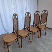 Set of 4 Mid-century Bentwood Cane Dining Chair, Thonet Style, 1970s Yugosl