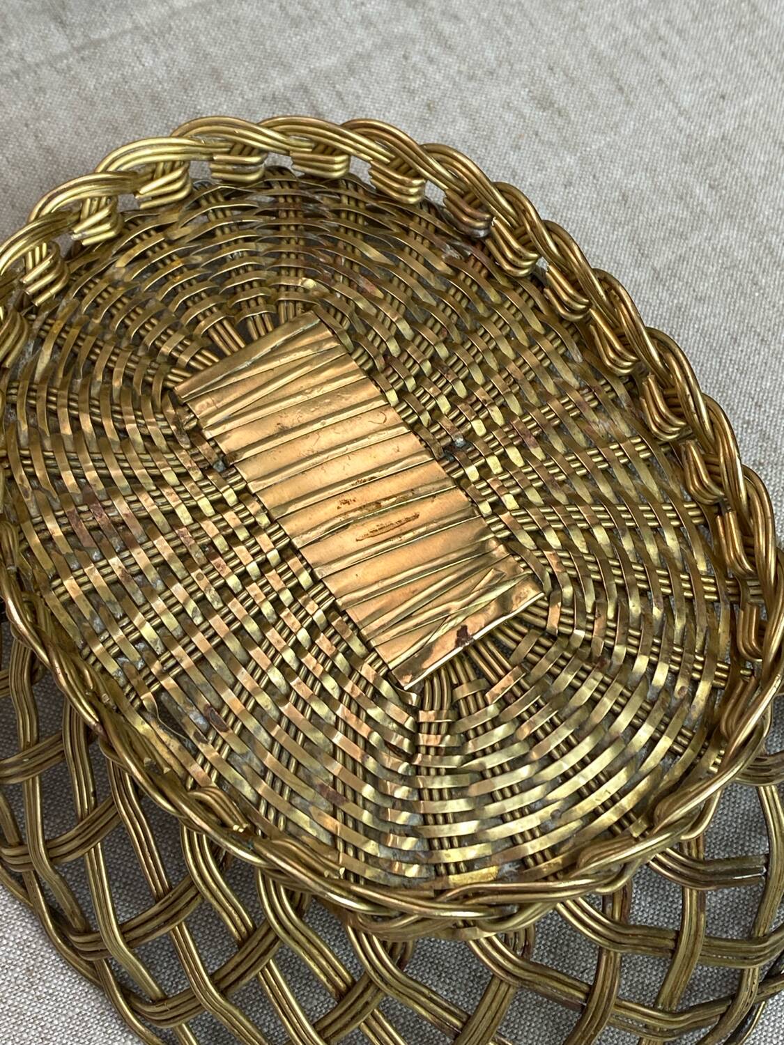 Brass woven basket