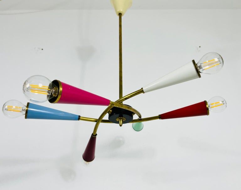 Arredoluce Sputnik brass chandelier 1950s