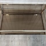 Vintage brass coffee table, mirror and smoked glass