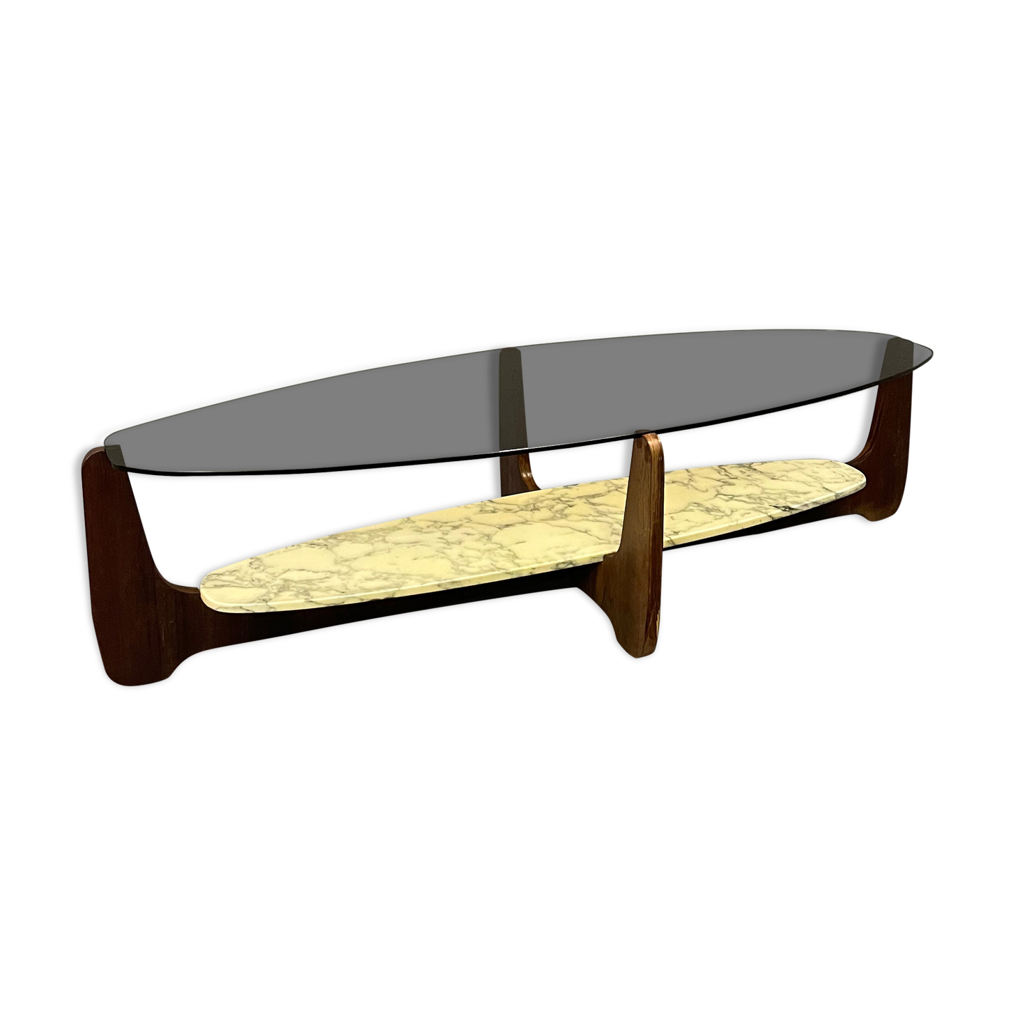 Coffee table wood and marble Hugues Poignant