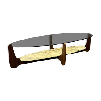 Coffee table wood and marble Hugues Poignant
