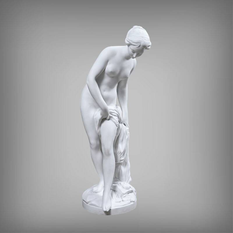Important biscuit sculpture "The Bather" after Falconet – late 19th century.