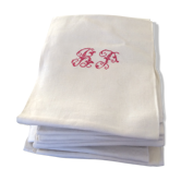 Lot of 14 white and old towels with red initials