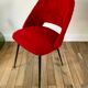 Chaise moumoute rouge pieds compas vintage années 50-60