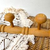 Vintage wooden wall coat rack 4 hooks