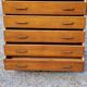 Chest of drawers of the 50s in golden blond oak 5 drawers conical feet