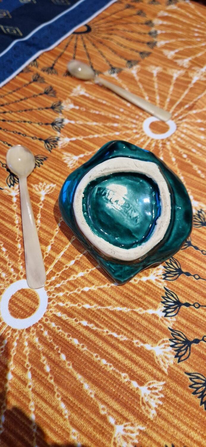 Tortoiseshell egg cup and spoons