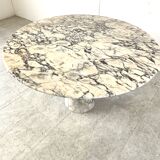 Vintage round marble dining table, 1970s