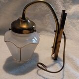 ancienne applique murale lanterne verre et laiton vintage luminaire