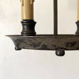 Bouillotte lamp in painted sheet metal decorated with flowers