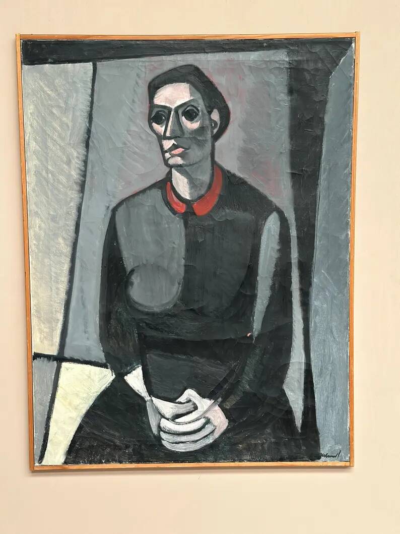 Large Original Swedish Oil on Canvas – "Portrait of Mme S" by Axel Ekelund – Signed – Vintage and Framed – 89 × 67 cm (35" × 26.4")