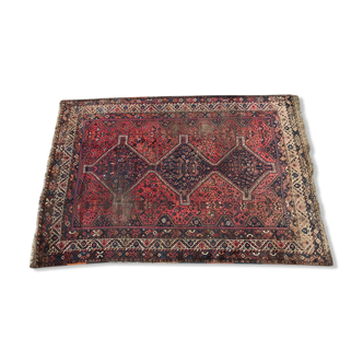 Old Iranian hand made Shiraz wool rug  220 x 312 cm